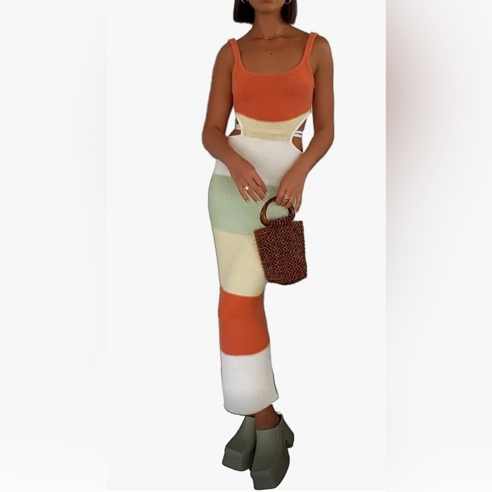 Ribbed backless bodycon maxi dress